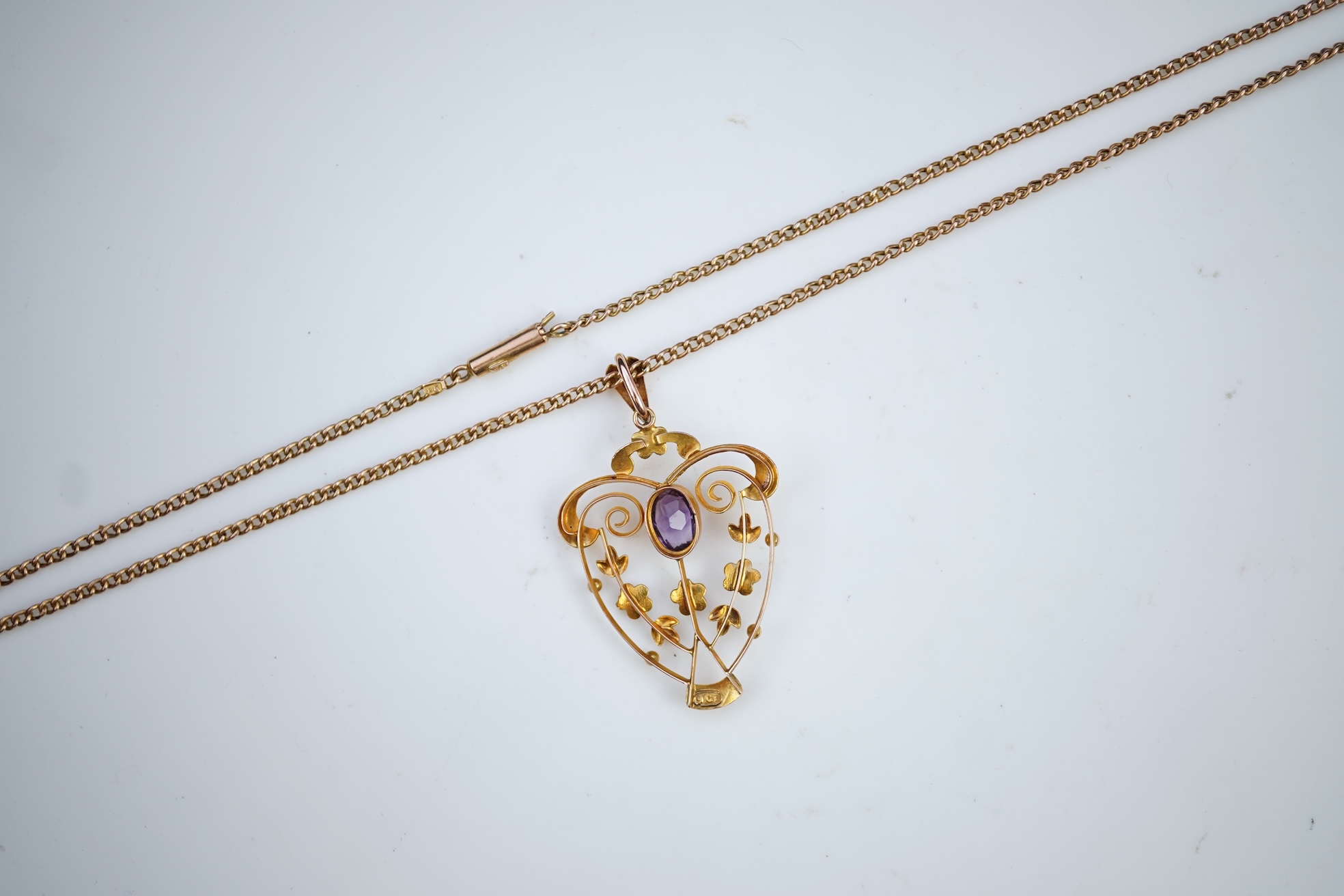 An Edwardian amethyst pendant, early 20th century